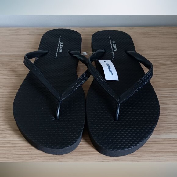 NWT Old Navy Flip Flops Black 7 - Picture 3 of 5